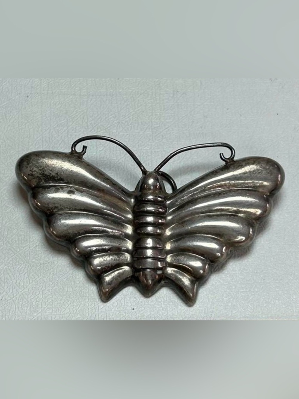 Sterling Silver 925 Taxco Mexico Butterfly Large Pendant Brooch Vintage Artisan